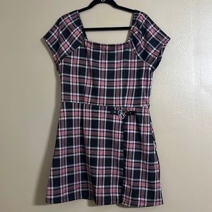 Madden NYC Junior Sweetheart Mini Plaid Dress Sz XL (15-17) A-line Fit&Flare